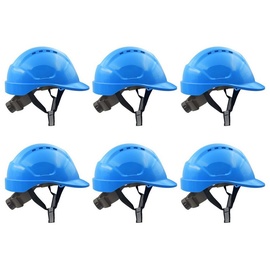 Mustbau 6 Stücke Bauhelm,Schutzhelm,Arbeitshelm,Bauarbeiterhelm,52-66cm Einstellbar, Blau