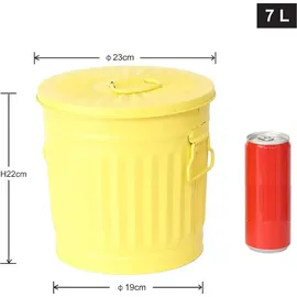 Jinfa Ascheeimer Metall Ø 21,5 cm 7 l Gelb