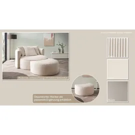 LeGer Home by Lena Gercke Rundsessel ISALIE Samt 153 x 98 x 208 cm Beige mit Hocker