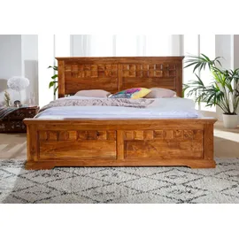 MASSIVMOEBEL24.DE Bett Akazie 200x200x114 honig lackiert Oxford 0311