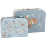 Little Dutch Spielzeugkoffer Pappkoffer 2er Set Kinder Fuchs blau - Forest Friends