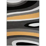 Mazovia Designteppich Modern Teppich Kurzflor Wohnzimmerteppich Robust und pflegeleicht GRAU, 160 x 230 cm, Fußbodenheizung, Allergiker geeignet, Farbecht, Pflegeleicht gelb|grau 160 x 230 cm
