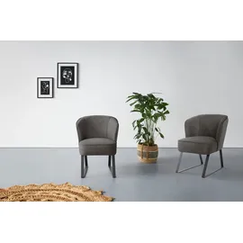 exxpo - sofa fashion Sessel Americano Bezug in verschiedenen Qualitäten 66 x 80 x 69 cm Grau mit Keder und Metallfüßen