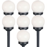 ETC Shop Kugelleuchte Solar 10 cm Solarleuchte Kugel Garten LED Gartendeko Solarkugel für Außen klein, Leuchtdauer ca. 6-8 Stunden, H 38 cm, 7er Set