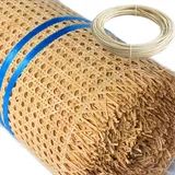 RIBLOR Rattan Geflecht Gurtband Rolle, 80cm Breites, Natürliches Wiener Geflecht Meterware, Rattan Vorgewebtes Offenes Netz Gewebe für DIY Stuhl Möbel Schranktür(60x150cm)