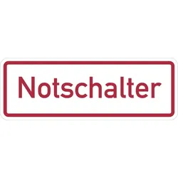 Hinweisschild, Notschalter, rot/weiß - 105x37 mm Folie selbstklebend