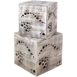 Homestyle4u Beistelltisch, Grau, Holz, 45x45x45 cm, Wohnzimmer, Wohnzimmertische, Beistelltische