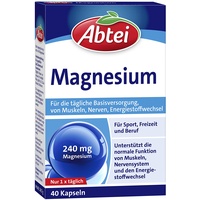 Abtei Magnesium – für Sport, Freizeit und Beruf - zur täglichen Basisversorgung mit Magnesium für Muskel- und Nervenfunktion - mit 240 mg Magnesium - 1 x 40 Kapseln