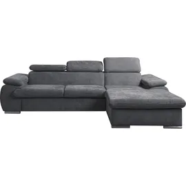 werk2 Ecksofa Cosmo Polyester L-Form 2-Sitzer Dunkelgrau