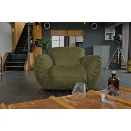 KAWOLA Sessel DAVITO Lederimitat im Vintagelook olivgrün