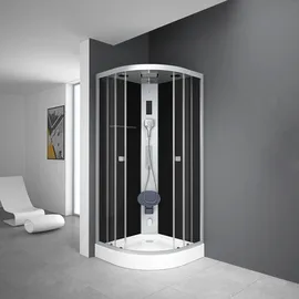 Marwell Steamy Komplettdusche mit Fronteinstieg 90 x 215 cm schwarz Einscheibensicherheitsglas