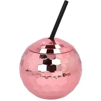 Boland Discokugel Becher mit Strohhalm 600 ml Roségold