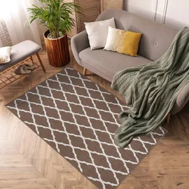 Primaflor In- und Outdoorteppich REVERSO Round Rhombus Braun 120x160cm