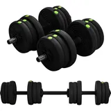 2-in-1-set Mit 2 Kurzhanteln, Die Zu Einer Langhantel Umgewandelt Werden Können, Gesamtgewicht 20 Kg Und Verstellbare Gewichtsscheiben, Schwarz