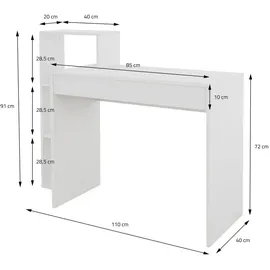 ML-Design Schreibtisch Weiß, 40x91x110 cm, Arbeitszimmer, Schreibtische, Bürotische