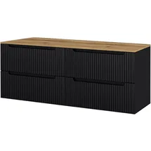 [en.casa] Waschtischunterschrank Skelbolu 160x60x40 cm Schwarz/Eiche [en.casa]