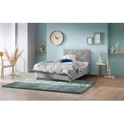 Polsterbett "Padua", grau, L:210cm, Bezug 100% Polyester, Polsterung: Polsterwatte, Material Gestell: gepolsterter Holzwerkstoff, verchromte Metallfüße, WESTFALIA SCHLAFKOMFORT, Betten, mit Rautensteppung, 3 verschiedene Matraztenarten wählbar