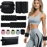 BECOJADDE Gewichtsmanschetten fuß 450g Je Gewichte für Beine und Arme Set 2 Ankle Weights Handgelenk Gewichte Knöchelgewichte Fussgewichte für Pilates Laufen Joggen Cardio Krafttraining Schwarz