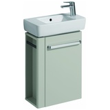 GEBERIT Renova Compact Handwaschbecken-Unterschrank Handtuchhalter links Lack lichtgrau Hochglanz
