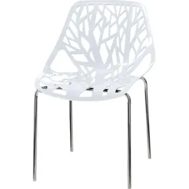 Makika Retro Stuhl Design-Stuhl - CALUNA 4er Set in Weiß