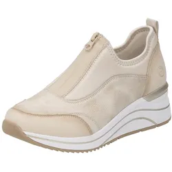 Slip-On Sneaker REMONTE, Damen, Gr. 44, beige (hellbeige), Lederimitat, Textil, sportlich, Schuhe, Freizeitschuh, Halbschuh, Slipper in veganer Verarbeitung