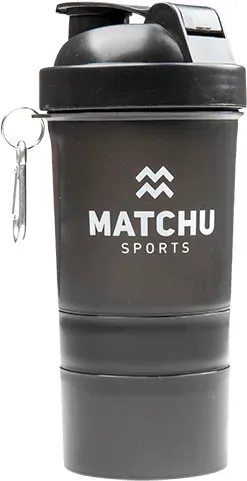 Matchu Sports Shakebecher mit Pillenfach - 400 ml - Schwarz - 15cm - BPA-freier Propylen Kunststoff