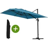 Habitat Et Jardin - Ampelschirm aus Alu 'Sun 4' - Rechteckig - 3 x 4 m - Blau + Schutzhülle