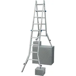 Teleskopleiter KRAUSE "STABILO", silber (silberfarben), B:67cm H:160cm, Aluminium, Leitern