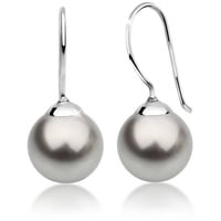 Nenalina Ohrringe Hänger Basic Synthetische Perle 925 Silber (Farbe: Grau)