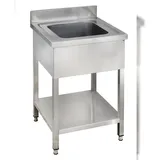 GastroHero Spültisch Edelstahl mit 1 Becken Aufkantung Grundboden zur Selbstmontage Profi Spülbecken Basic-Serie AISI 201