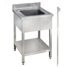 GastroHero Spültisch Edelstahl mit 1 Becken Aufkantung Grundboden zur Selbstmontage Profi Spülbecken Basic-Serie AISI 201