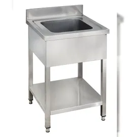 GastroHero Spültisch Edelstahl mit 1 Becken Aufkantung Grundboden zur Selbstmontage Profi Spülbecken Basic-Serie AISI 201