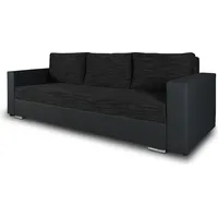Schlafsofa Bird - Sofa mit Schlaffunktion und Bettkasten, Klappsofa, Schlafcouch mit Chromfüße, Couch, Couchgarnitur, Sofagarnitur (Schwarz + Sch... - Schwarz