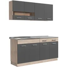 Homestyle4u Küchenzeile 160 cm Eiche Grau