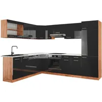 Vicco Winkelküche R-Line L-Form 227 x 287 cm Anthrazit Hochglanz/Goldkraft Eiche