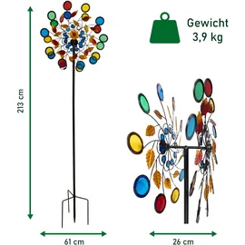 Lemodo Windrad Garten Metall 213 cm Bunt