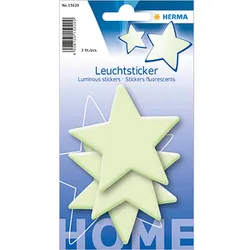 HERMA Leuchtaufkleber Sterne, leuchtgrün, 3 Etiketten