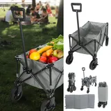 Bollerwagen faltbar | 90x50cm Eisen Polyester grau bis 100Kg Tragkraft | Leiterwagen mit 360° Räder Gartenwagen (1 x Bollerwagen grau)