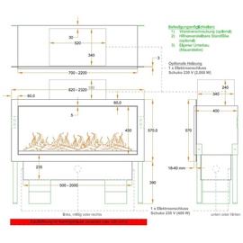 Muenkel design wall fire electronic PRO [Opti-myst Elektrokamineinsatz Wandeinbau]: 800 mm - ohne Dekoholz - 2.000 Watt Heizleistung - Tank