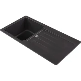 Respekta Atlanta 1 rechts Einbauspüle granit schwarz Handbetätigung 860 x 435 mm