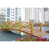 Casa Padrino Luxus Massivholz Brücke mit Geländer Naturfarben 504 cm - Garten & Park Möbel