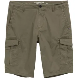TOM TAILOR Herren Cargo Shorts mit Taschen, grün, Gemustert, Gr. 30