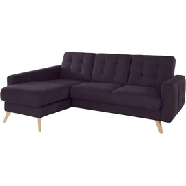 exxpo - sofa fashion Ecksofa EXXPO - SOFA FASHION "Nappa, kompakt und komfortabel, bequem, zeitloses Design, L-Form", lila (purole), B:222cm H:87cm T:156cm, Samtvelours (100% Polyester);Webvelours (100% Polyester), Sofas, Ecksofa, tolle Detailverarbeitung, inkl.