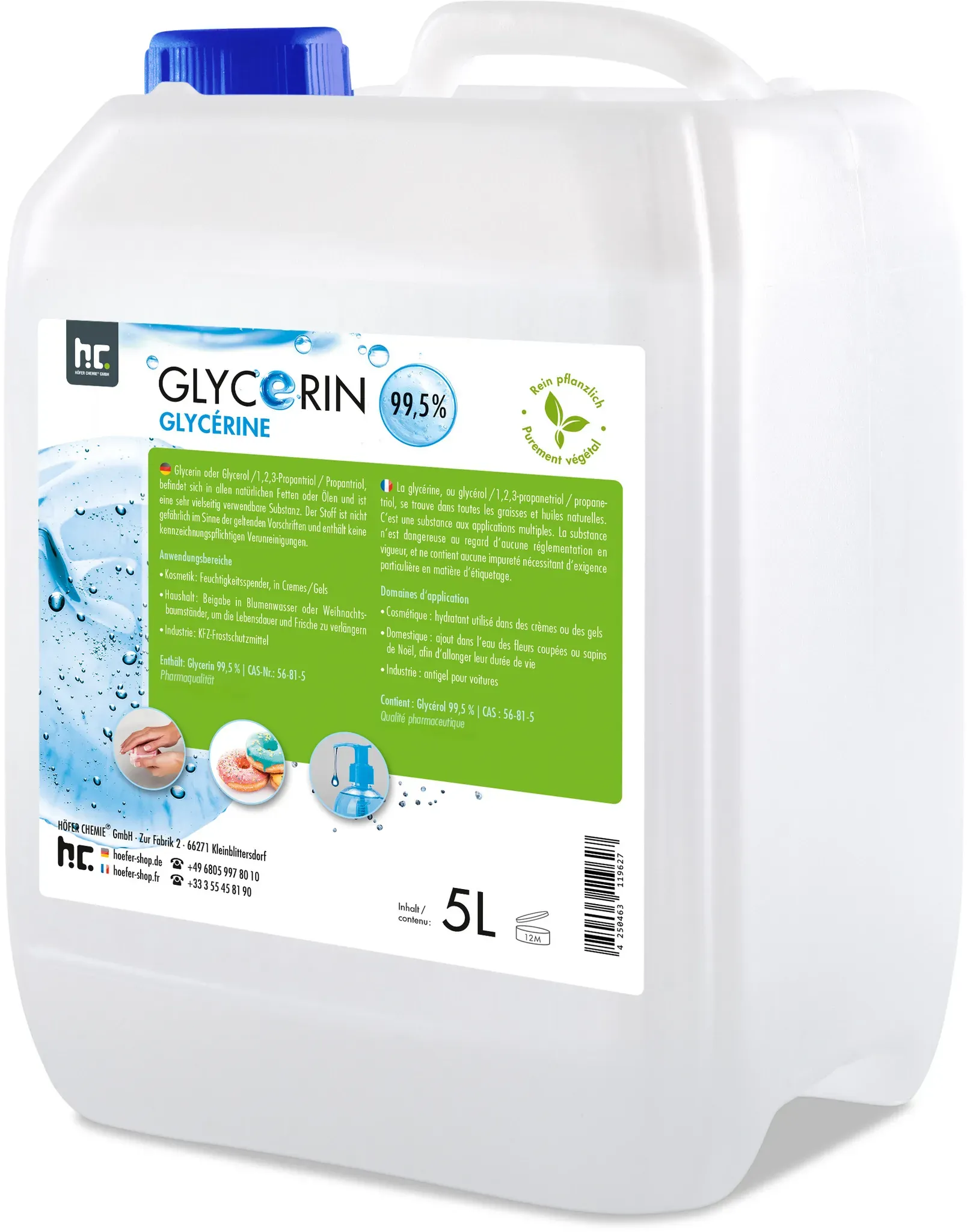 1 x 5 L Glycerin 99,5% in Lebensmittelqualität