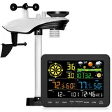 InfiSync 12-in-1 Wetterstation Funk mit Außensensor, Windmesser, Regenmesser, Barometer, Innen-/Außentemperatur & Luftfeuchtigkeit, Wettervorhersage, Mondphase, Farbdisplay, große Reichweite