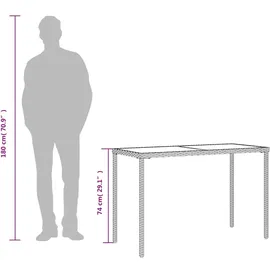 vidaXL Gartentisch mit Glasplatte 117,1 x 58,9 x 11,3 cm Beige