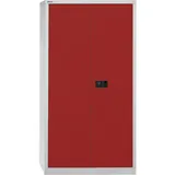 BISLEY Flügeltürenschrank Metall 40 x 91,4 x 180,6 cm Lichtgrau/Kardinalrot