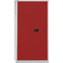 BISLEY Flügeltürenschrank Metall 40 x 91,4 x 180,6 cm Lichtgrau/Kardinalrot
