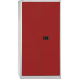 BISLEY Flügeltürenschrank Metall 40 x 91,4 x 180,6 cm Lichtgrau/Kardinalrot