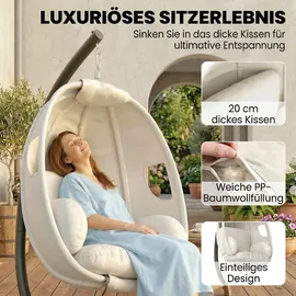 Outsunny Hängesessel oval Hellgrau 1-Sitzer mit Gestell